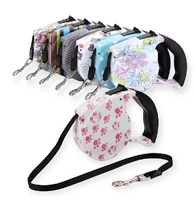 Guia Retrátil Coleira Passeio Cachorro 5 Metros Estampada