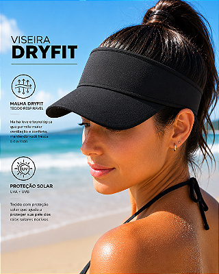 Viseira DryFit UV50+ Esportiva – Leve, Respirável e Confortável