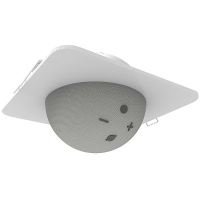 Suporte Embutir Teto Branco p/ Alexa Echo Dot 4 e 5 Quadrado