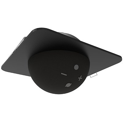 Suporte Embutir Teto Preto p/ Alexa Echo Dot 4 e 5 Quadrado