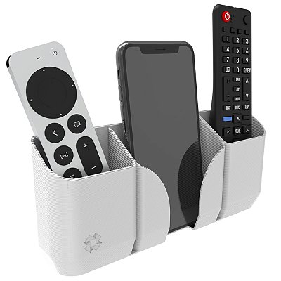 Suporte Parede Branco Triplo p/ Controle Remoto e Celular