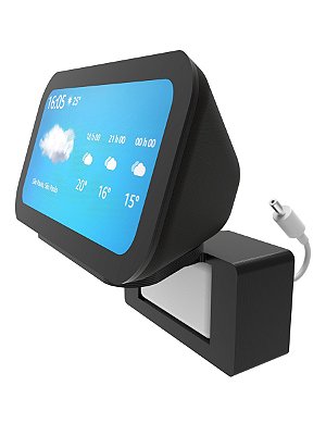 Suporte Parede Preto Tomada Horizontal Alexa Echo Show 5 3ª