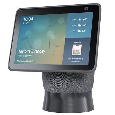 Suporte Base Elevação de Mesa com Enrolador de Cabos Compatível com Alexa Echo Show 10 - Preto