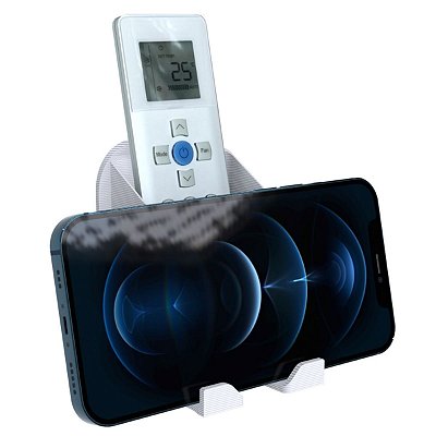 Porta Suporte de Parede Branco Compatível com Controle Remoto Universal Tv Ar Condicionado Som e Celular