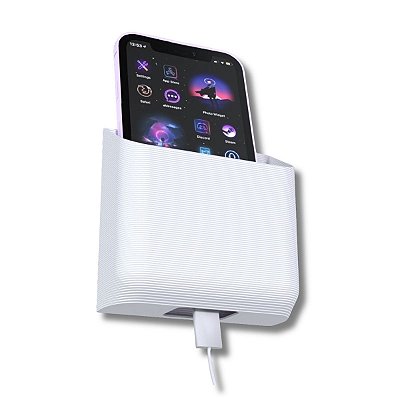 Suporte De Parede Branco P/ Carregamento Telefone Celular Universal
