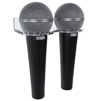 Suporte Descanso Expositor Duplo Fixo Parede Até 2 Microfone