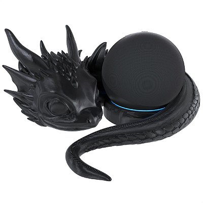 Suporte de Mesa Estilo Baby Dragon Dragão Preto Compatível com Alexa Echo Dot 4 e 5