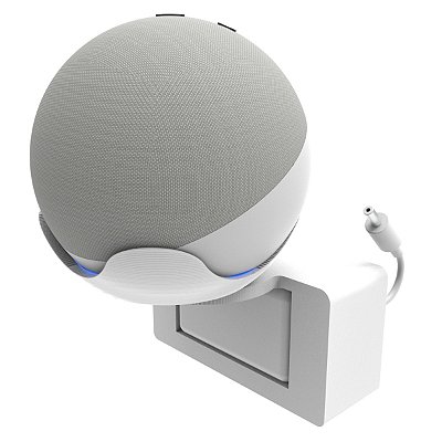 Suporte De Parede Tomada Branco Compatível Com Alexa Echo Dot 4 E 5