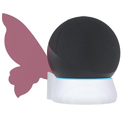 Suporte Base Branco De Mesa Com Asas Rosa Compatível Alexa Echo Dot 4 e 5