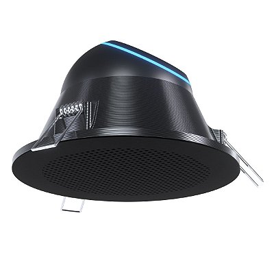 Suporte Linha Pro Embutir no Teto Preto Compatível Alexa Echo Dot 4 5