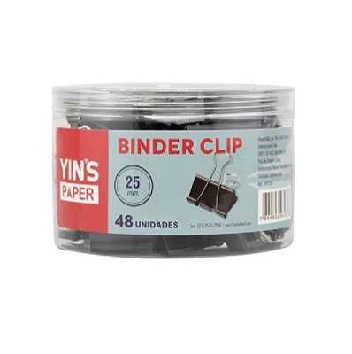 Binder Clip 25mm Preto Pote C/48