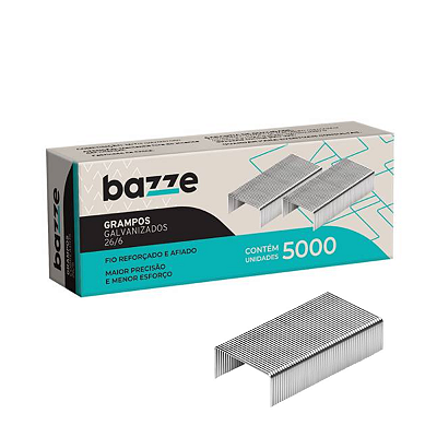Grampo 26/6 Caixa 5000 Unidades Galvanizado Bazze