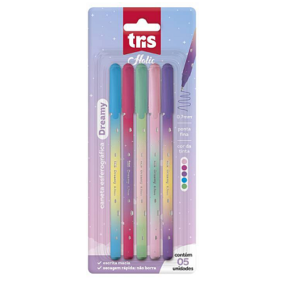 Caneta Esferográfica Dreamy Holic Tris 5 Cores 0.7mm