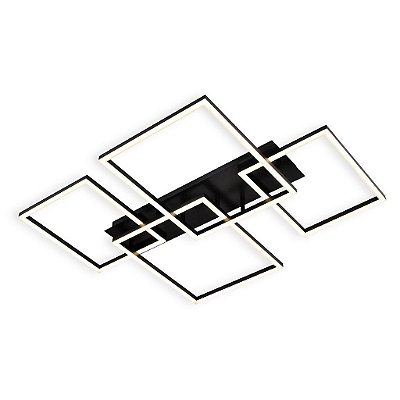 Plafon Quattro Led 86W 2700K 71x91x9,5cm Preto PL-098/86.27PF