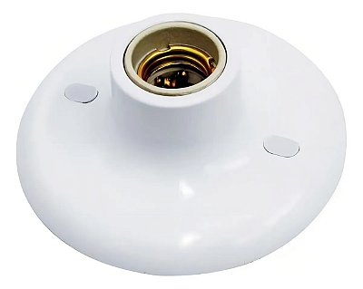 10x Plafon Redondo plástico Soquete E27 porcelana fio 15cm Branco