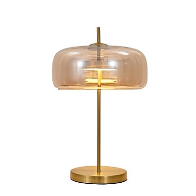 Abajur Metal Bronze Vidro Amber LED 12W 3000K 1200lm D33x58cm