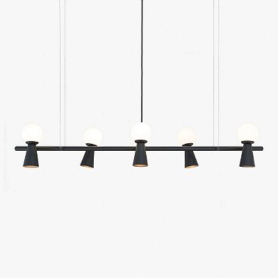 Pendente Pivô 5 x G-9 + 5x GU10 120cm x 23cm x 18,5cm Preto