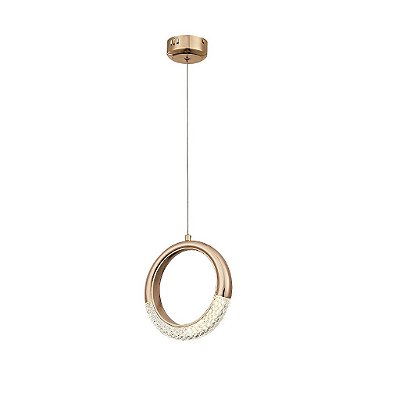 Pendente LED 5W 3000K D20cm Dourado e cabo 150cm - Bivolt