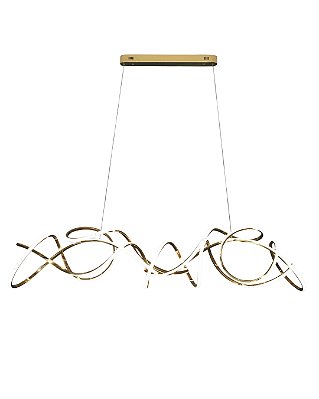 Pendente LED 131W 3000K Inox Dourado 160cm cabo 3m DCD06228