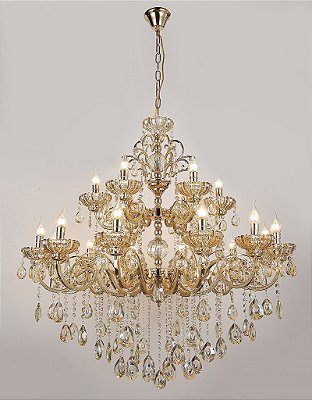 Lustre em Cristal 18 braços Dourado E Cristal 18xE14 DCD00409-12+6