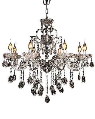 Lustre em Cristal Translúcido Metal Cromado 75x53cm 8xE14 DCD00405-8