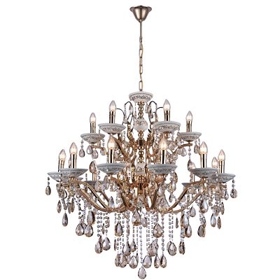 Lustre em Cristal 18 Braços 100x85cm Dourado 18xE14