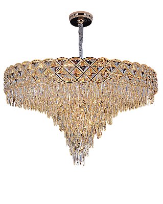 Pendente em Cristal Transparente 100x58cm 22xE14 Dourado DCD015142