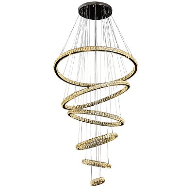 Pendente Lustre em Cristal e Metal Cromado LED 165W 3000K Cabo 5m