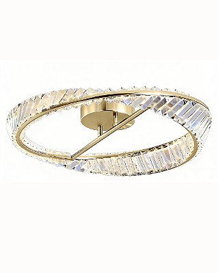Plafon em Cristal e Metal Dourado LED 26W 3000K D50cm DCX015202