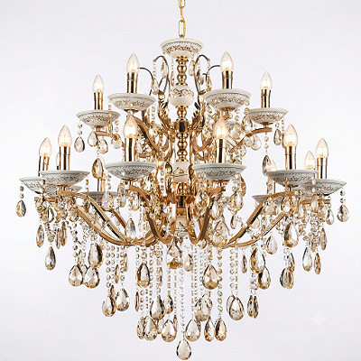 Lustre em Cristal 18xE14 12+6 braços 100x85cm Dourado DCD00478-12-6