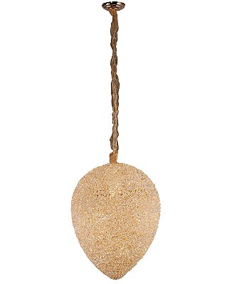 Pendente Metal Dourado + Cristal D40x60cm 8xE14 cabo 150cm DCD04627