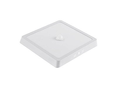 Painel LED Sobrepor 18W 6500K com sensor de presença 21x21cm Branco