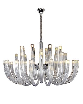 Pendente Vidro e Metal Cromado D90x50cm 32xG9 cabo 2m DCD00636