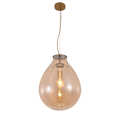 Pendente Vidro Conhaque GG 48x62cm 3xE27 Cabo 5m DCD04012