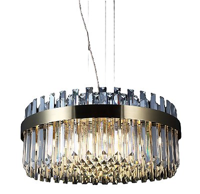 Pendente em Cristal Transparente e Inox Bronze 60x33cm 15xE14 DCD00217
