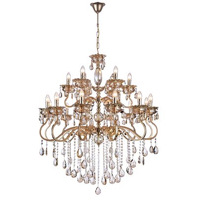 Lustre em Cristal 18 Braços 100x85cm Dourado 18xE14