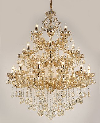 Lustre Cristal 24xE14 95x150cm Dourado+Cristal Ambar DCD00409-12+8+4