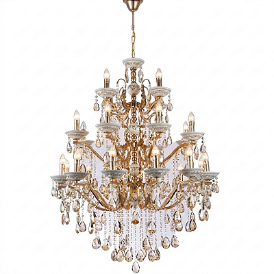 Lustre Cristal 24xE14 100x150cm Dourado+Cristal DCD00478-12+8+4