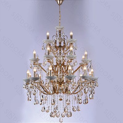 Lustre Cristal 24xE14 100x150cm Dourado+Cristal DCD00478-12+8+4