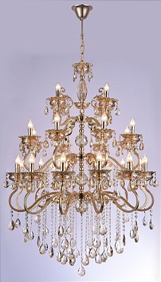 Lustre Cristal 24xE14 95x150cm Dourado+Cristal DCD00479-12+8+4
