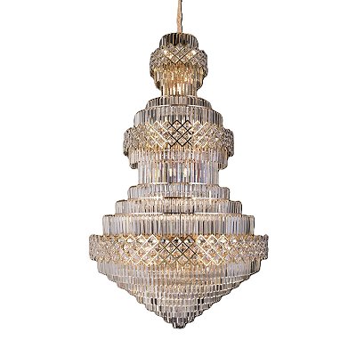 Lustre Pendente 120x200cm Dourado + Cristal Translúcido DCD01069