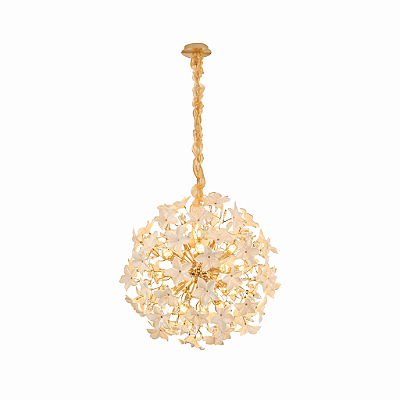 Lustre Pendente Metal Dourado+Vidro Branco 15xE14 D65cm DCD06236