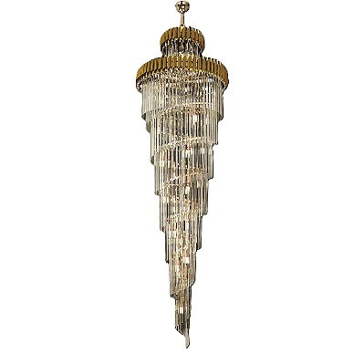 Lustre Pendente Dourado+Cristal Transparente 34xE14 80x240cm DCD06515