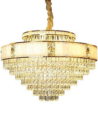 Pendente em Cristal Transparente e Alabastro 21xE14 D80cm DCD04609