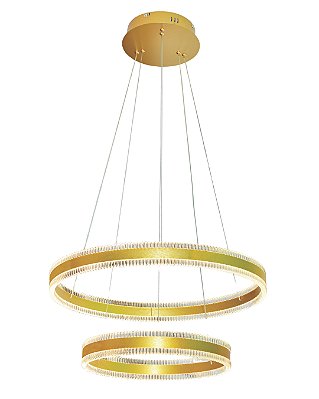 Pendente LED 126W 3000K 2 aros D60/40cm Cabo 2,5m Dourado DCD03241