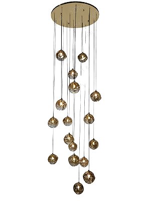Pendente Bronze + Vidro Ambar D60cm 18xG9 cabo 3m DCD00368