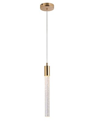 Pendente Cristal Bolhas 3,5x3,5x35cm LED 5W 3000K Dourado QD05124