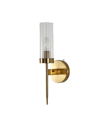 Arandela metal bronze e vidro transparente 1xE14 41x12cm DCB00275