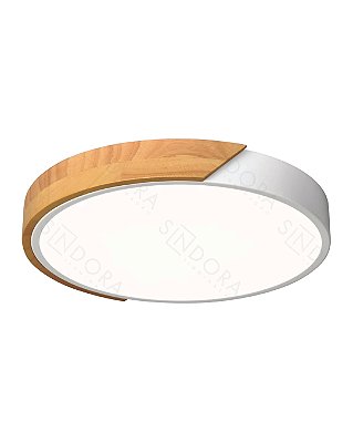 Plafon LED 24W 3000/4500/6500K D41cm Branco/Acrílico/Madeira DCX02355