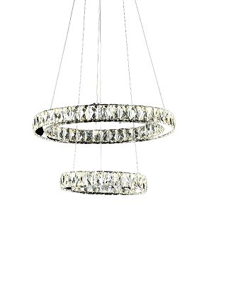 Pendente Cristal 2 aros 30+50cm LED 66W 3000/6000K Cromado DCD00102
